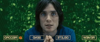 Movie still from “Sunshine” (2007), directed by Danny Boyle – A person with long black hair; Close Up shot, Overhead angle