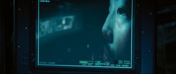 Movie still from “Sunshine” (2007), directed by Danny Boyle – A man's face in a car; Extreme Close Up shot, Over the shoulder angle