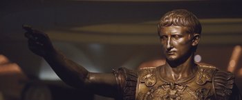 Movie still from “The Big Short” (2015), directed by Adam McKay – A statue of a roman soldier; Close Up shot, Low angle