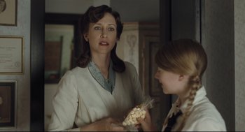 Movie still from “The Boy in the Striped Pajamas” (2008), directed by Mark Herman – A woman and a girl are looking at each other; Close Up shot, Over the shoulder angle