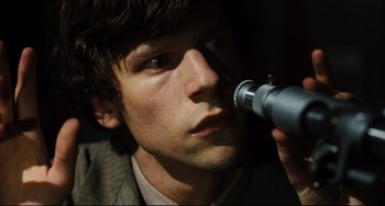 Movie still from “The Double” (2013), directed by Richard Ayoade – Close Up shot, Overhead angle
