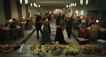 Movie still from “The Double” (2013), directed by Richard Ayoade – Wide shot, High angle