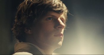 Movie still from “The Double” (2013), directed by Richard Ayoade – Close Up shot, Over the shoulder angle