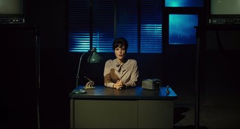 Movie still from “The Double” (2013), directed by Richard Ayoade – Wide shot, Low angle