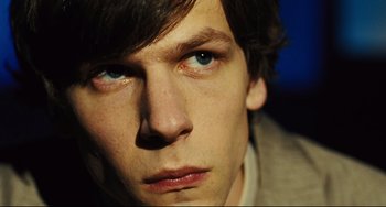 Movie still from “The Double” (2013), directed by Richard Ayoade – Close Up shot, Over the shoulder angle