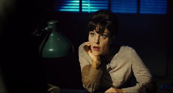 Movie still from “The Double” (2013), directed by Richard Ayoade – Medium shot, Low angle