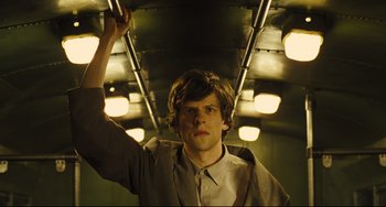 Movie still from “The Double” (2013), directed by Richard Ayoade – Medium shot, Low angle