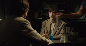 Movie still from “The Double” (2013), directed by Richard Ayoade – Medium shot, Over the shoulder angle