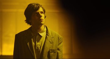 Movie still from “The Double” (2013), directed by Richard Ayoade – Medium shot, Low angle