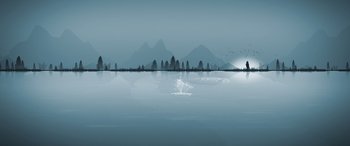 Movie still from “A Banquet” (2021), directed by Ruth Paxton – Extreme Wide shot, High angle