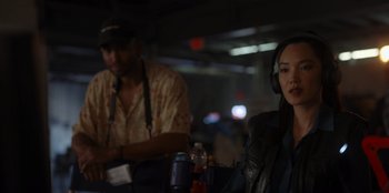 Movie still from “A Hollywood Christmas” (2022), directed by Alex Ranarivelo – A man and a woman sitting at a table; Close Up shot, Over the shoulder angle