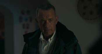 Movie still from “A Man Called Otto” (2022), directed by Marc Forster – An older man wearing a jacket and a white shirt; Close Up shot, Low angle