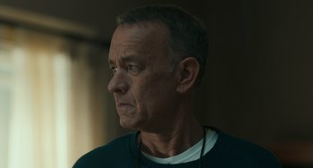 Movie still from “A Man Called Otto” (2022), directed by Marc Forster – An older man is looking to his left; Close Up shot, Low angle