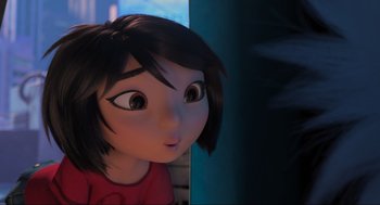 Movie still from “Abominable” (2019), directed by Todd Wilderman – A girl's face in a cartoon; Close Up shot, Over the shoulder angle