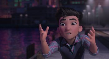 Movie still from “Abominable” (2019), directed by Todd Wilderman – An image of an animated character in a movie scene; Close Up shot, Over the shoulder angle