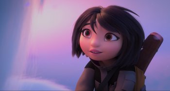 Movie still from “Abominable” (2019), directed by Todd Wilderman – A cartoon character's face; Close Up shot, Low angle