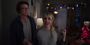 Movie still from “About Fate” (2022), directed by Marius Vaysberg – A young woman is standing in front of a man; Close Up shot, Over the shoulder angle