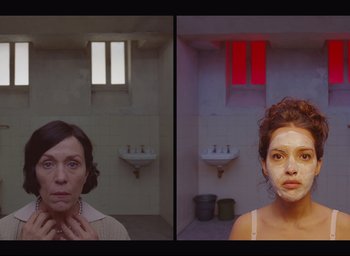 Movie still from “The French Dispatch” (2021), directed by Wes Anderson – Close Up shot, Overhead angle