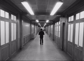 Movie still from “The French Dispatch” (2021), directed by Wes Anderson – Wide shot, High angle