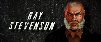 Movie still from “Accident Man: Hitman's Holiday” (2022), directed by George Kirby – An old man with a beard and a mustache; Close Up shot, Low angle