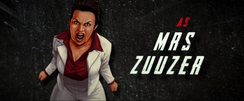 Movie still from “Accident Man: Hitman's Holiday” (2022), directed by George Kirby – An image of an angry woman in front of a wall; Medium shot, Low angle