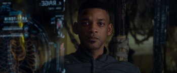 Movie still from “After Earth” (2013), directed by M. Night Shyamalan – A person wearing a jacket; Close Up shot, Over the shoulder angle