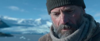 Movie still from “Against the Ice” (2022), directed by Peter Flinth – Close Up shot, Low angle