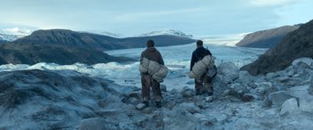 Movie still from “Against the Ice” (2022), directed by Peter Flinth – Wide shot, Low angle