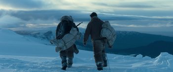 Movie still from “Against the Ice” (2022), directed by Peter Flinth – Wide shot, Low angle