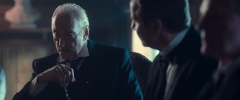 Movie still from “Against the Ice” (2022), directed by Peter Flinth – Close Up shot, Over the shoulder angle