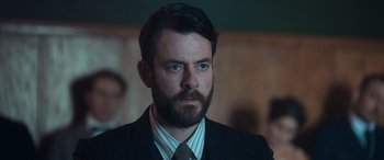 Movie still from “Against the Ice” (2022), directed by Peter Flinth – Close Up shot, Over the shoulder angle