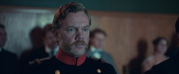 Movie still from “Against the Ice” (2022), directed by Peter Flinth – Close Up shot, Over the shoulder angle