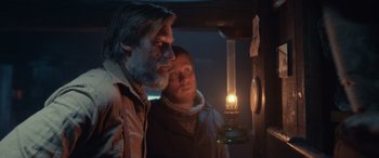 Movie still from “Against the Ice” (2022), directed by Peter Flinth – Medium shot, Over the shoulder angle