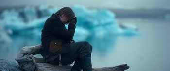 Movie still from “Against the Ice” (2022), directed by Peter Flinth – Close Up shot, High angle