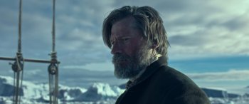 Movie still from “Against the Ice” (2022), directed by Peter Flinth – Close Up shot, Low angle