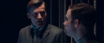 Movie still from “Against the Ice” (2022), directed by Peter Flinth – Close Up shot, Over the shoulder angle