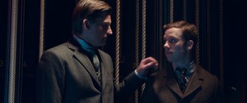 Movie still from “Against the Ice” (2022), directed by Peter Flinth – Close Up shot, Over the shoulder angle