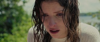 Movie still from “Alice, Darling” (2022), directed by Mary Nighy – A person with wet hair; Close Up shot, Overhead angle
