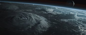 Movie still from “Alien: Covenant” (2017), directed by Ridley Scott – A view of the earth from the space station; Extreme Wide shot, Overhead angle