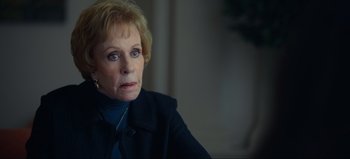 Movie still from “All Together Now” (2020), directed by Brett Haley – An older woman sitting in front of a window; Close Up shot, Over the shoulder angle