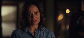 Movie still from “All Together Now” (2020), directed by Brett Haley – A person wearing a blue shirt; Close Up shot, Over the shoulder angle