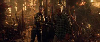 Movie still from “Ant-Man and the Wasp: Quantumania” (2023), directed by Peyton Reed – A man and a woman holding hands in a forest; Medium shot, Over the shoulder angle