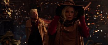 Movie still from “Ant-Man and the Wasp: Quantumania” (2023), directed by Peyton Reed – A man and a woman standing next to each other; Medium shot, Over the shoulder angle