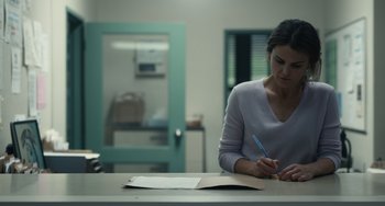 Movie still from “Antlers” (2021), directed by Scott Cooper – Medium shot, Low angle