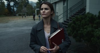 Movie still from “Antlers” (2021), directed by Scott Cooper – Medium shot, Low angle