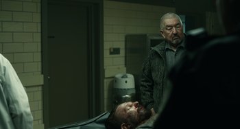 Movie still from “Antlers” (2021), directed by Scott Cooper – Medium shot, Over the shoulder angle