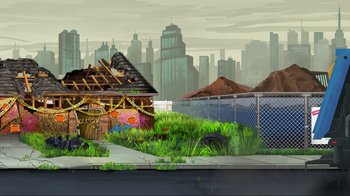 An abandoned building in the middle of a city