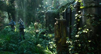 Movie still from “Avatar: The Way of Water” (2022), directed by James Cameron – A fire hydrant in the middle of a jungle; Wide shot, High angle