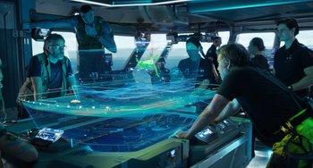 Movie still from “Avatar: The Way of Water” (2022), directed by James Cameron – Wide shot, High angle