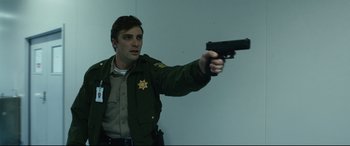 Movie still from “The Invisible Man” (2020), directed by Leigh Whannell – Medium shot, Low angle